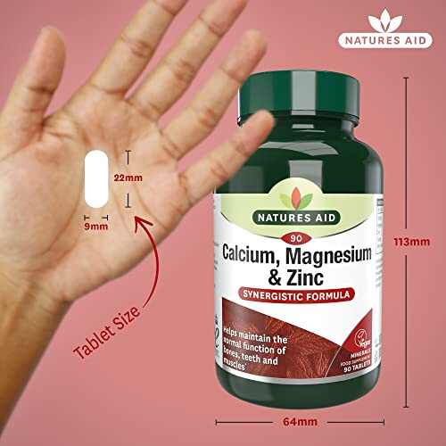 Natures Aid Calcium, Magnesium and Zinc, Maintain Normal Bones, Teeth and Muscle Function, Vegan, 90 Tablets 2