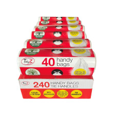 240 HANDY BAGS WITH TIE HANDLES (6 rolls of 40 bags)
