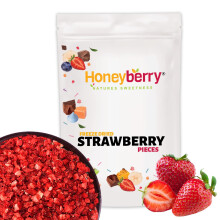 Freeze Dried Strawberry Pieces 100g - Premium Freeze-Dried Fruit Bits - 100% Natural, No Added Sugar or Preservatives Raw Dry Strawberries for Baking,