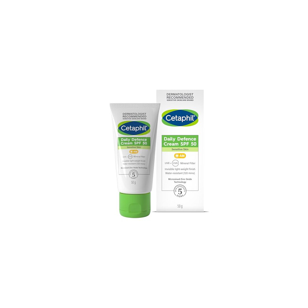 Daily Defence SPF 50 Face Cream, Mineral Sun Cream, Fragrance Free and Non-Comedogenic, 50g