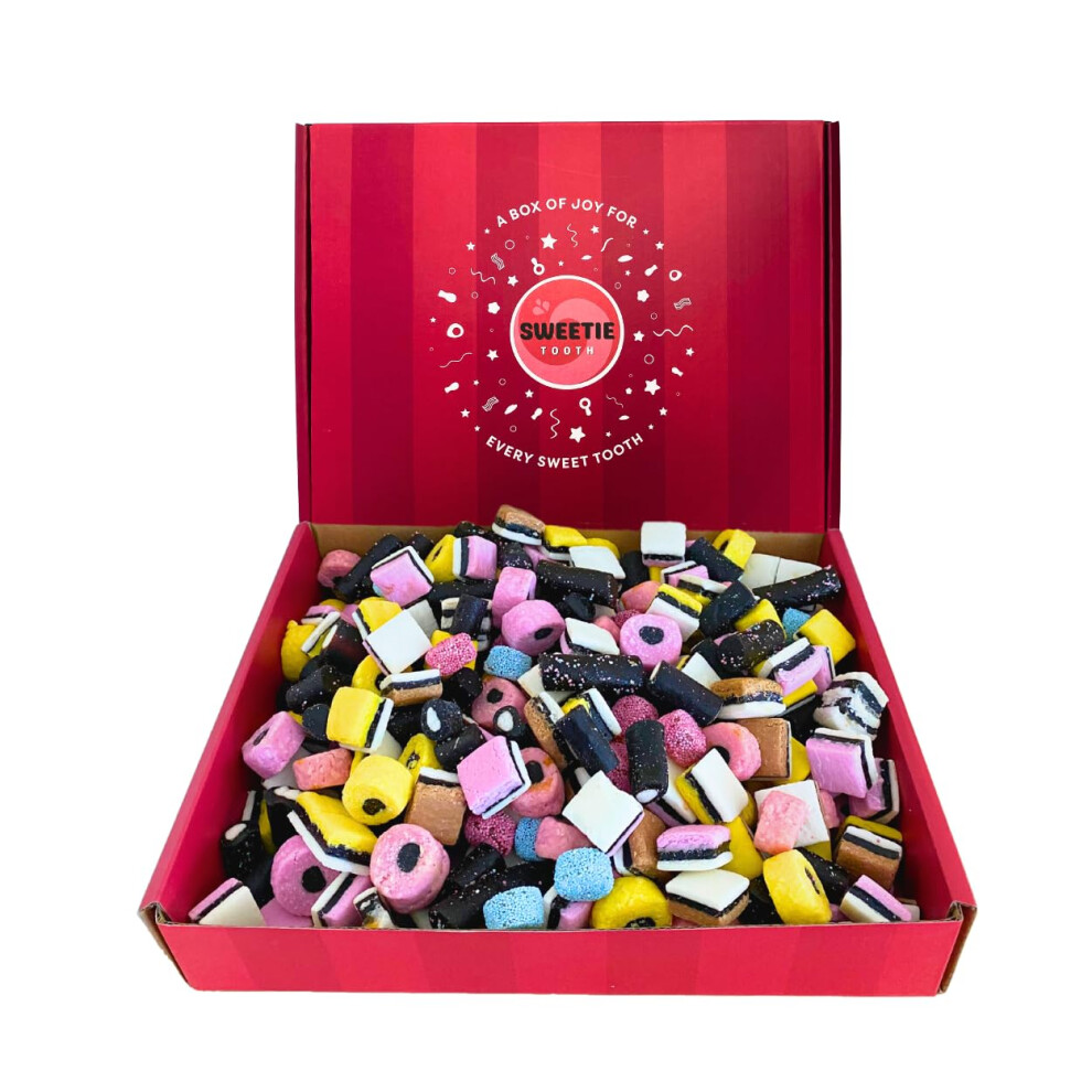 Premium Liquorice Allsorts 1kg Hamper Gift Box - Liquorice Allsorts Sweets for Fathers Day, Christmas, Valentines, Birthday, Easter, Kids, Thank You,