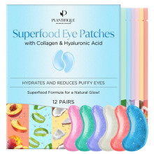 PLANTIFIQUE Superfood Under Eye Patches Dark Circle 12 Pairs with Hyaluronic Acid Green Tea Collagen Coconut Eye Mask for Dark Circles - Puffy E