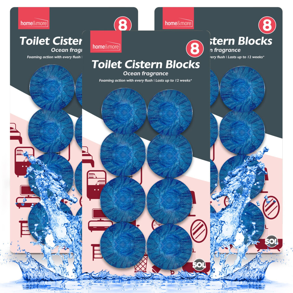 24pk Toilet Cistern Blocks Ocean Scent 50g, Toilet Fresheners, Toilet Blocks Cistern, Toilet Bowl Cleaner, Toilet Blocks for Cisterns with Long