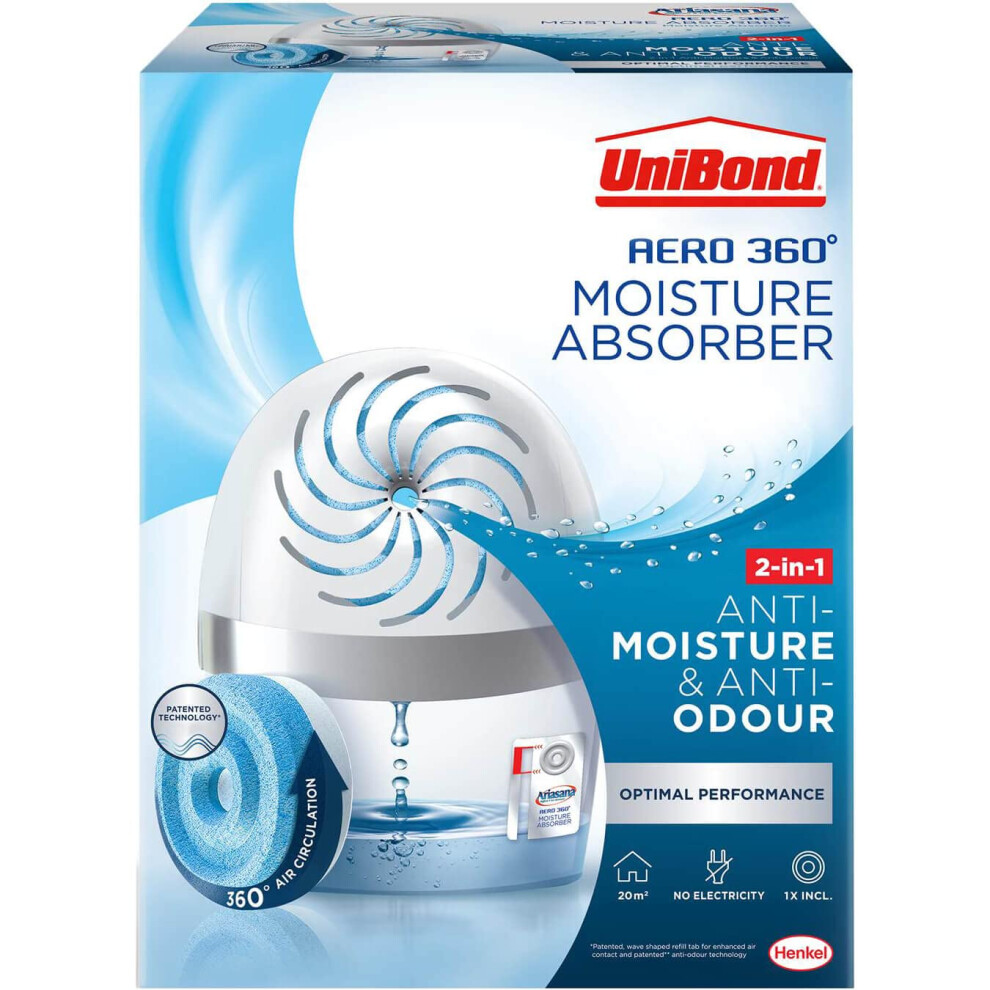 AERO 360Âº Moisture Absorber, Ultra-Absorbent Dehumidifier, Helps to Prevent Condensation, Mould & Musty Smells, Refillable Condensation Absorber, 1