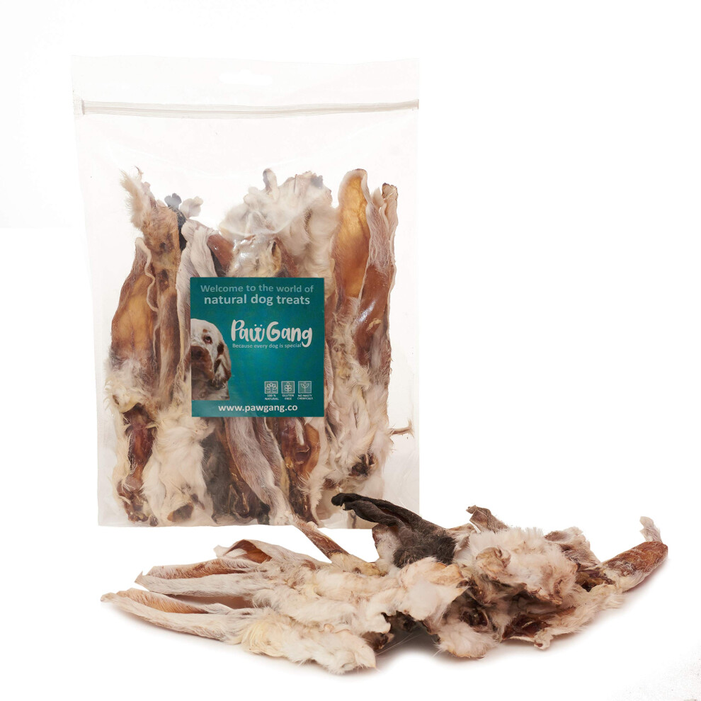 - Rabbit Ears with Fur 200g (14-16 Furry Ears) - 100% Natural EU Sourced Treats for Dogs Puppies Adult Old Small Large - Tasty Air Dried Chews -