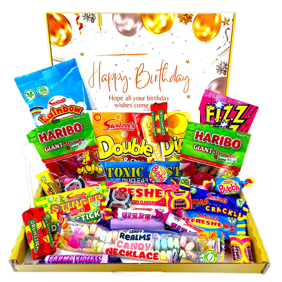 Retro Sweets gift for Birthday | The Ultimate 80's & 90's Sweet Hamper Experience | Happy Birthday sweets gift box | Letterbox friendly | Birthday