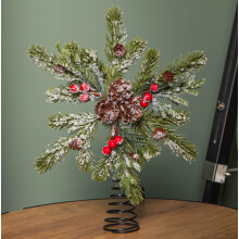 33cm Christmas Tree Topper with Pinecones, Berries and Frosted Seasonal Foliage