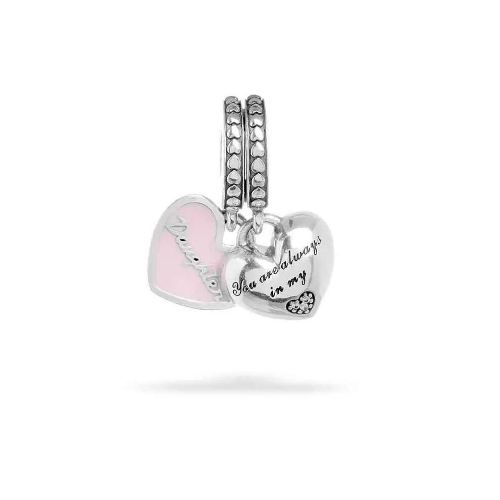S925 Sterling Silver daughter, Your always in heart double dangle bead charm for women bracelet-image-OPC-PFPYDV2-NEW