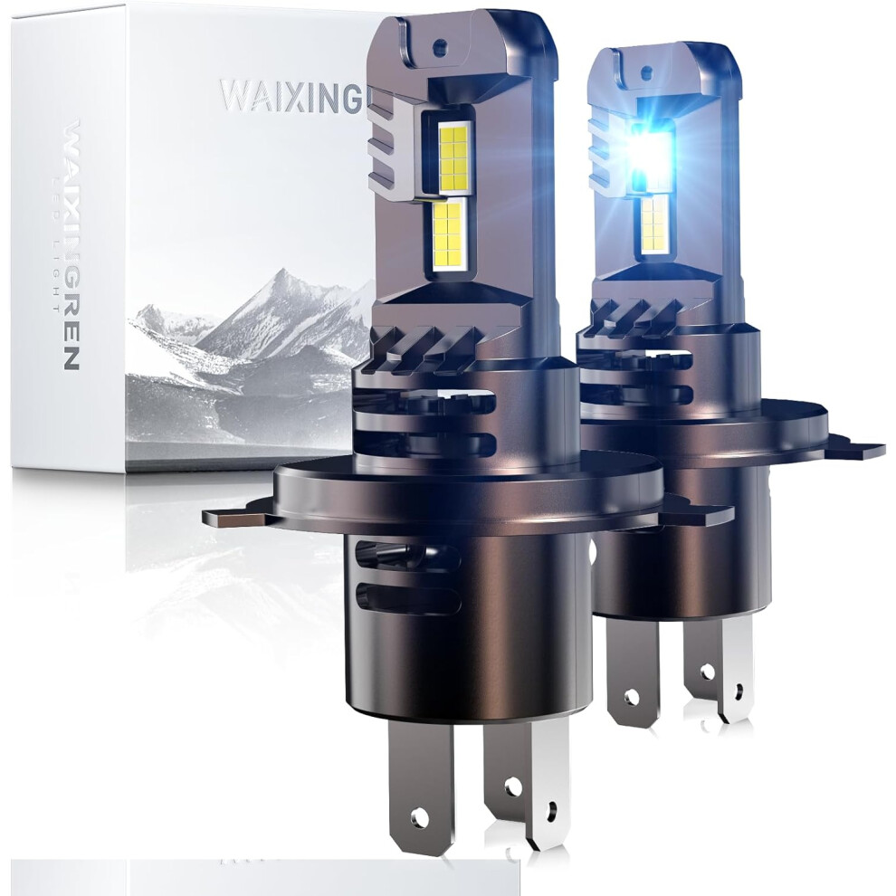 Waixingren H4 Led Headlight Bulbs, 6500K Cool 60W 26000Lm H4 Headlight Bulbs Led With Fan, No Adapter Required, Plug Pack 2 White 885334821053