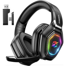 Ozeino Wireless Gaming Headset with Microphone, 2.4G & Type C Transmitter - 40h Battery Life - RGB Lighting Gaming Headphones for Ps5, Ps4, PC, Phone