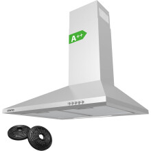 CIARRA Cooker Hoods 60cm Stainless Steel Chimney Vent Hood 600mm Carbon Filters Recirculating Ducting Wall Mounted Kitchen Ventilation Extractor Fan