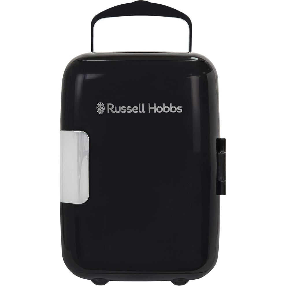 Russell Hobbs Mini Cooler RH4CLR1001B 4L/6 Can Portable Mini Cooler & Warmer for Cosmetics/Makeup/Skincare, AC/DC Power, Retro Style Bedroom Home