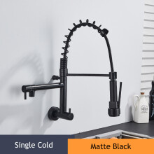 (Matte Black) Matte Black Kitchen Sink Faucet Embedded In Wall Mixer Tap No Pipe Dual