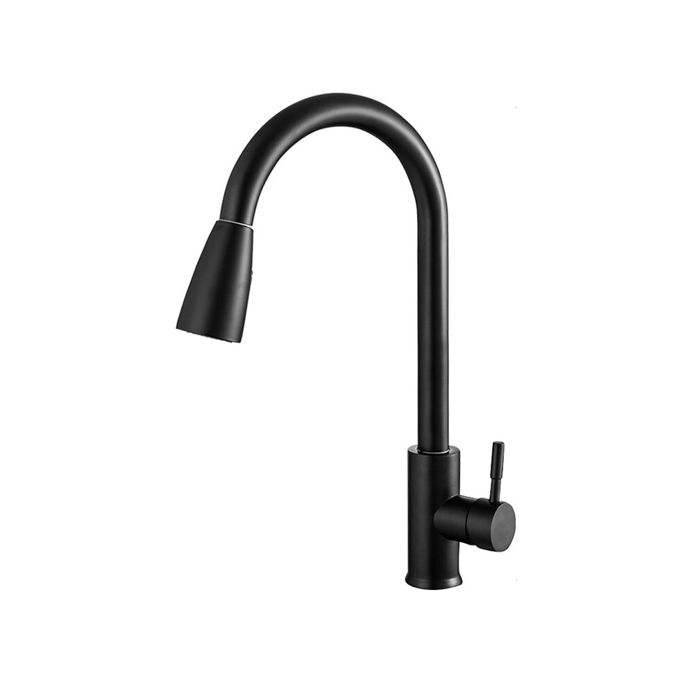 (Black) Brushed Nickel Kitchen Faucet Single Hole Pull Out Spout Kitchen Sink 9378693471607