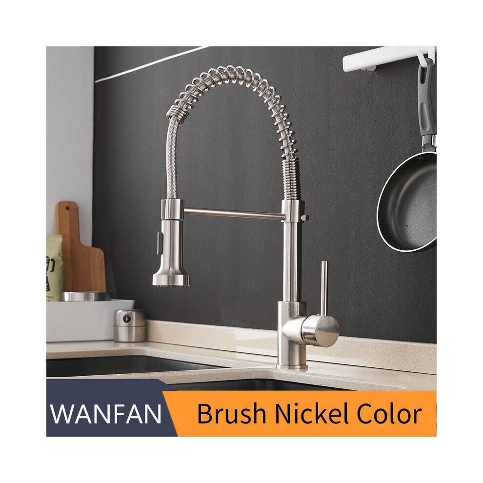 (Brushed Nickel) G1/2 Kitchen Faucets Black Brass Faucets for Kitchen Sink  Single Lever
