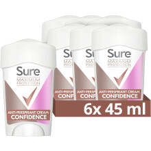 Sure Women Maximum Protection Anti-Perspirant Cream Deodorant Stick with 3x stronger* sweat protection for 96 hour sweat and odour protection 6x45ml