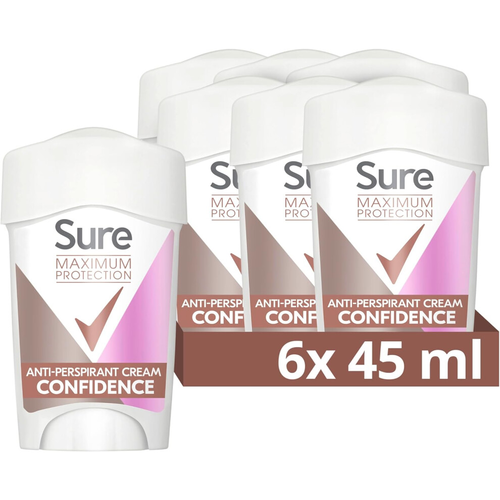 Sure Women Maximum Protection Anti-Perspirant Cream Deodorant Stick With 3X Stronger* Sweat Protection For 96 Hour Sweat And Odour Protection 6X45ml