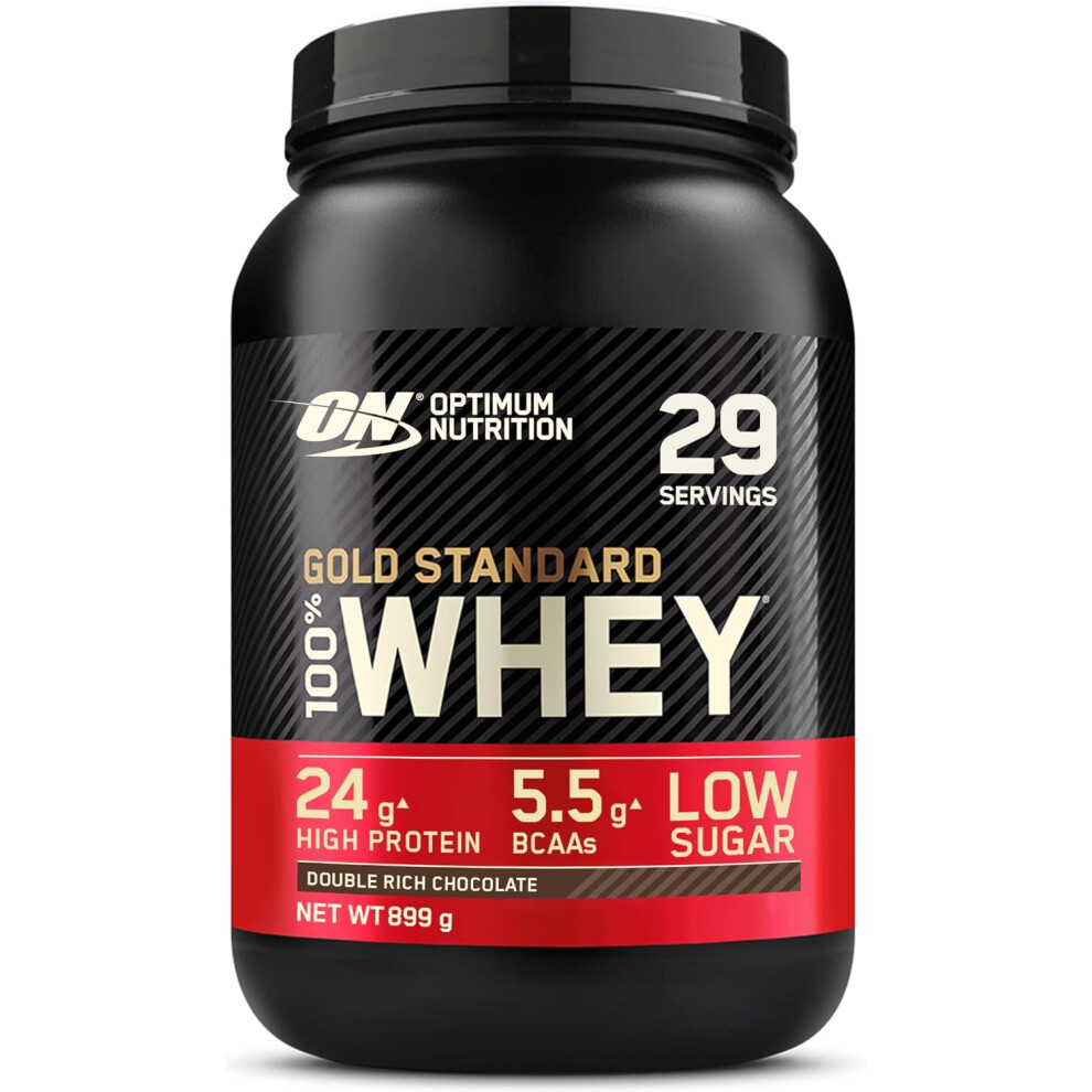 Optimum Nutrition Gold Standard Whey Protein, Muscle Building Powder Occurring Glutamine and Amino Acids Double Rich Chocolate, 29 Servings,899g