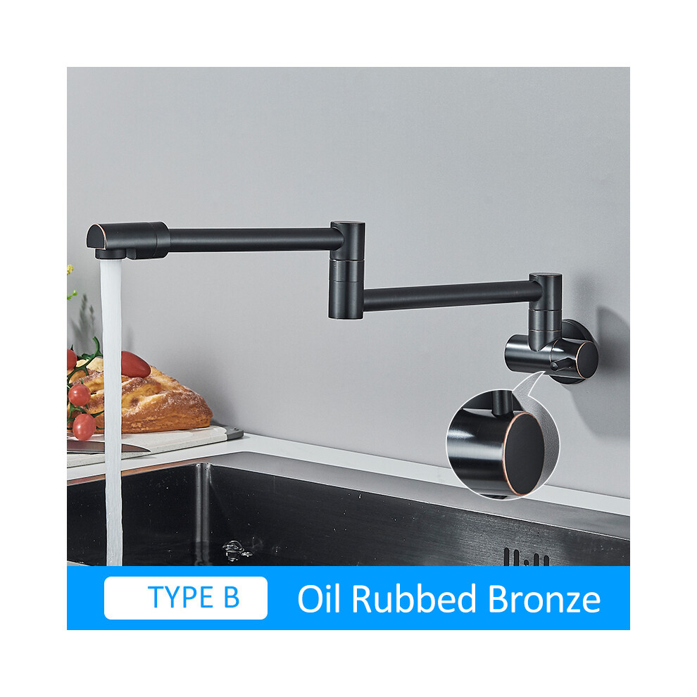 (B-Oil Rubbed Bronze) Quyanre Chrome Nickel Black Brass Pot Filler Tap Wall Mounted Kitchen