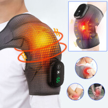 (UNITED KINGDOM, black) Electric Heating Vibration Massage Knee Shoulder Massager Joint Physiotherapy Pain Relief Elbow Warm Knee Pad Relaxation Tool