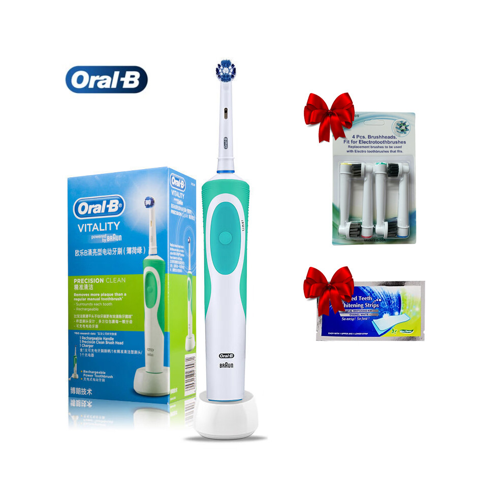 (green) Oral B D12 Electric Toothbrush 2D Vitality Rechargeable Tooth Brush 1