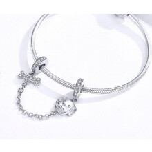 Dog and Bone Safety Chain bead dangle charm for women bracelet S925 Sterling Silver Gifts For Women