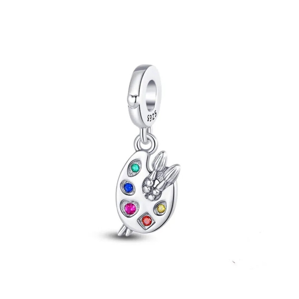 S925 Sterling Silver Artist's Palette dangle charm for women bracelet Gifts For Women / friend birthday gifts