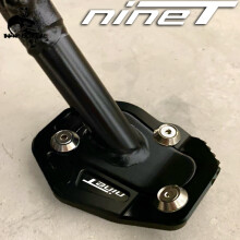 (nineT LOGO BLACK) Motorcycle Accessorie Side Stand Enlarger Extension Plate For BMW R Nine
