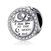 I Love You to The Moon and Back bead charm for women bracelet S925 Sterling Silver Gifts For Women / friend Gifts