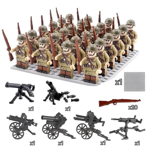 (D) War II the British and German armies Desert Military Sodiers Weapons Minifigures Kids Toys Gifts 29pc Star Wars Minifigures Set