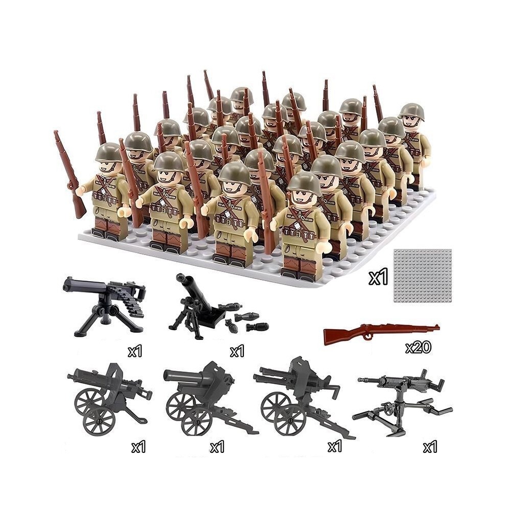 (D) War II the British and German armies Fit Lego Desert Military Sodiers Weapons Minifigures Kids Toys Gifts