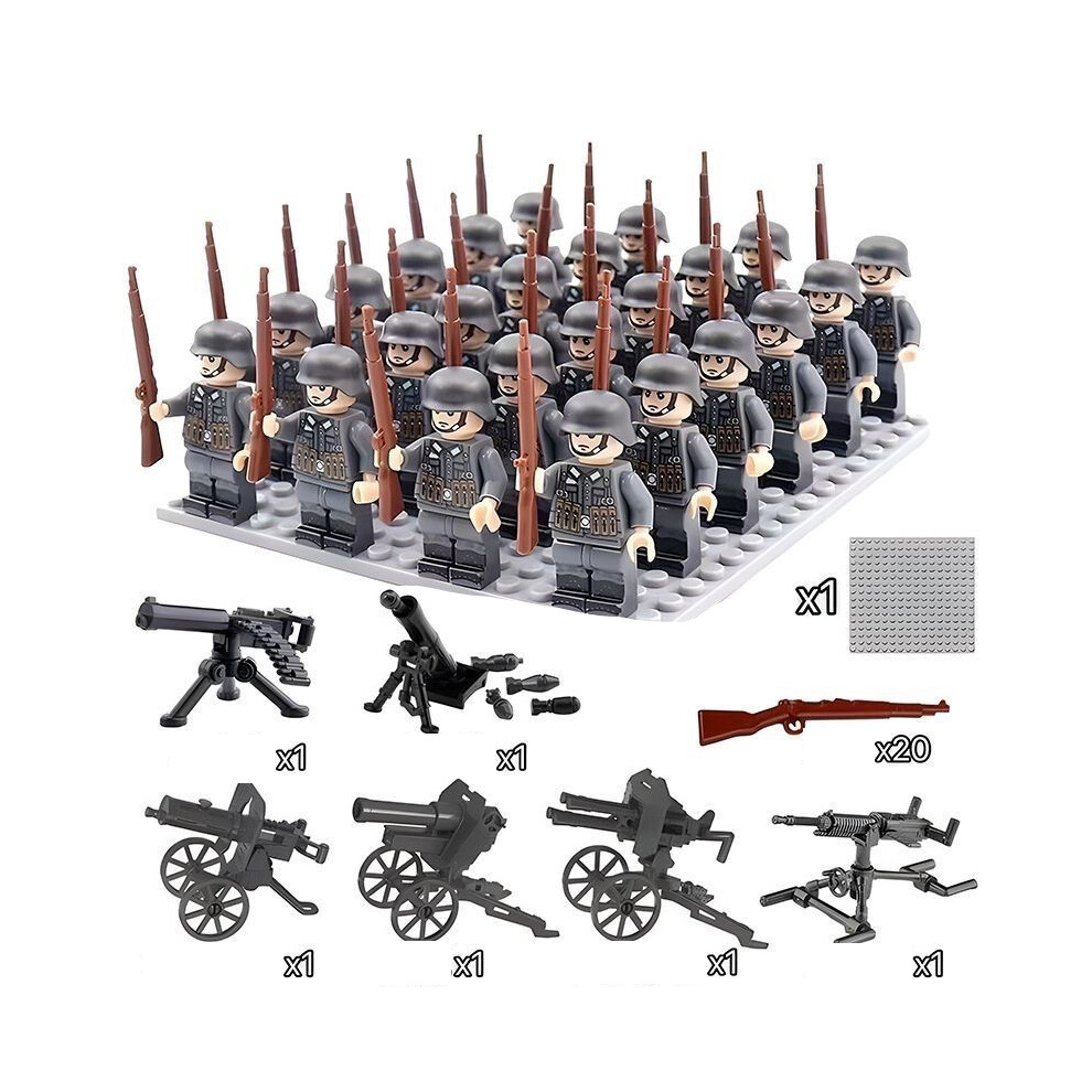 (A) War II the British and German armies Fit Lego Desert Military Sodiers Weapons Minifigures Kids Toys Gifts