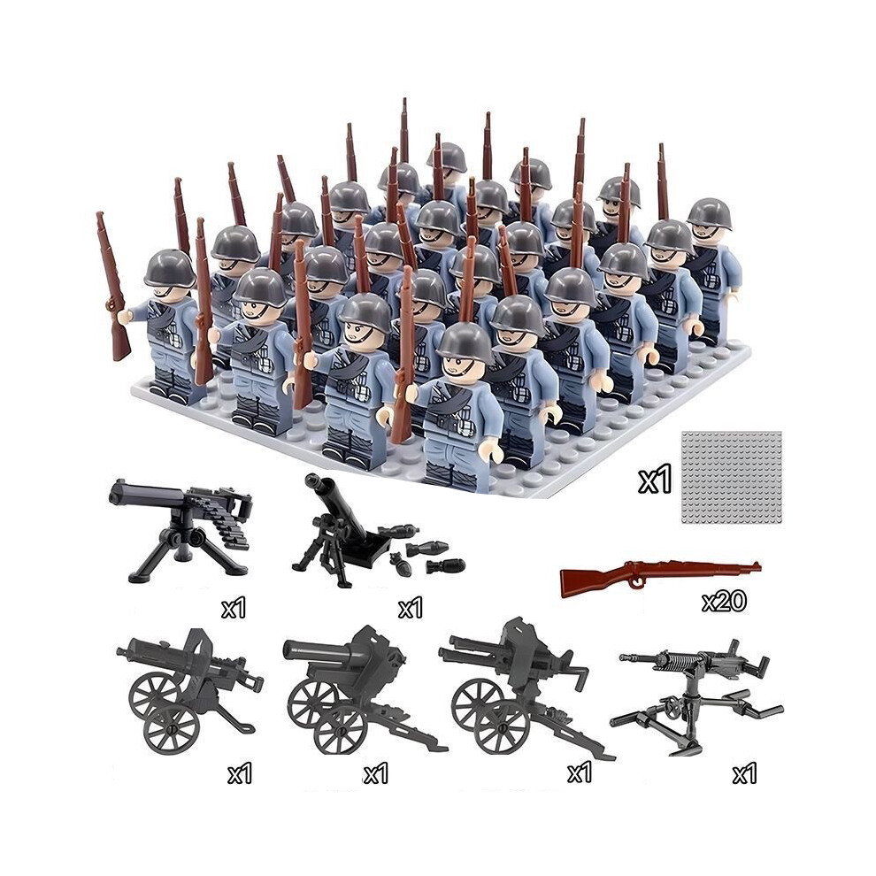 (B) War II the British and German armies Fit Lego Desert Military Sodiers Weapons Minifigures Kids Toys Gifts