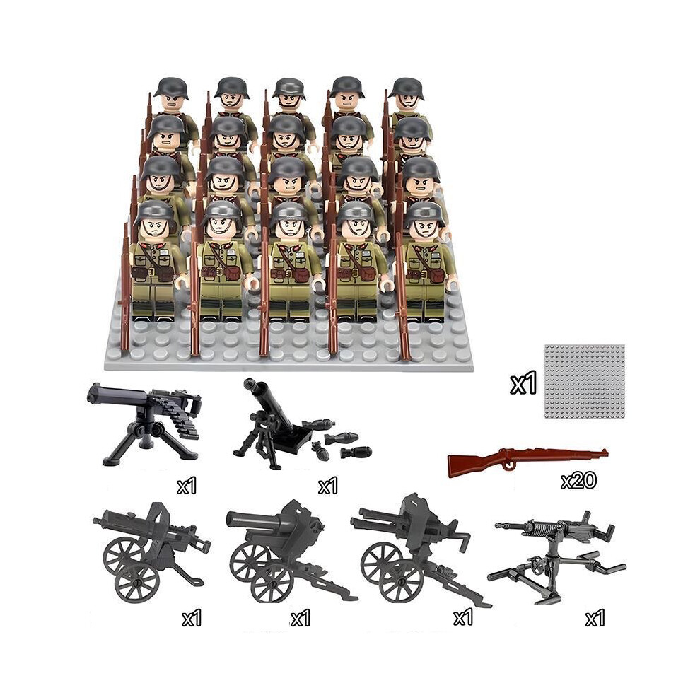 (E) War II the British and German armies Fit Lego Desert Military Sodiers Weapons Minifigures Kids Toys Gifts