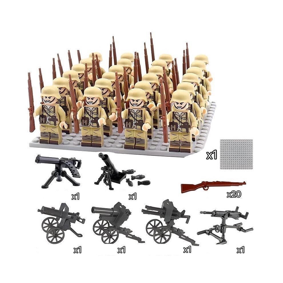 (F) War II the British and German armies Fit Lego Desert Military Sodiers Weapons Minifigures Kids Toys Gifts