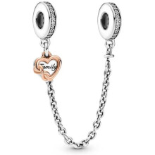 (Family heart charm) Silver/Gold safety chain charm, elegance, family heart safety charm for women bracelet S925 Sterling Silver Gifts For Women / friend birthday