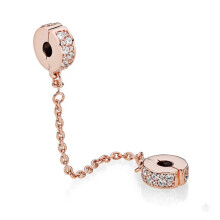 (Rose gold charm ) Silver/Gold safety chain charm, elegance, family heart safety charm for women bracelet S925 Sterling Silver Gifts For Women / friend birthday