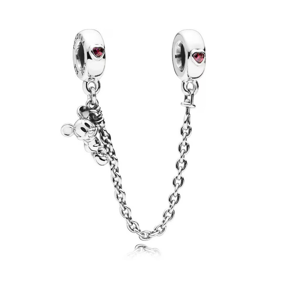 (micky safety charm) Silver/Gold safety chain charm, elegance, family heart safety charm for women bracelet S925 Sterling Silver Gifts For Women / friend birthday