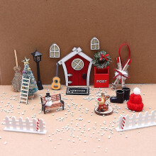 1set 1:12 Dollhouse Mini Christmas Elf Door Fluorescent Fairy Door House Decor