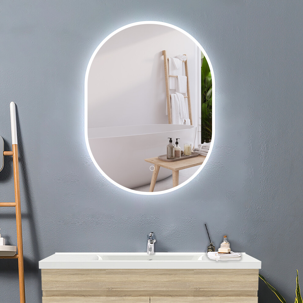 (600*800mm) Bathroom Oval Mirrorï¼Dimmable 3Colors LEDï¼Anti-fog-image-OPC-PFQ2QKW-NEW