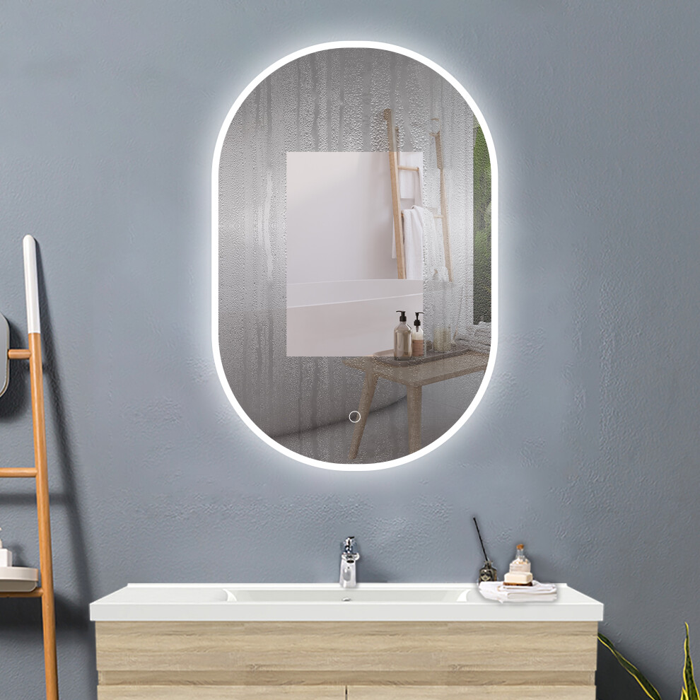 (600*900mm) Bathroom Oval Mirrorï¼Dimmable 3Colors LEDï¼Anti-fog-image-OPC-PFQ2QKX-NEW