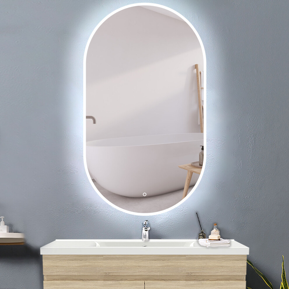 (700*1200mm) Bathroom Oval Mirror，Dimmable 3Colors LED，Anti-fog