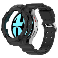 (40MM Black) Armor Watch Strap + Protective Case Watch Case Set for Samsung Galaxy Watch 7 40mm/44mm