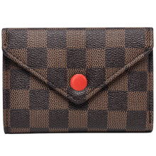 (Coffee) (White) Leather Plaid Check Trifold Wallet ID Credit Card Holder Money Purse Handbag