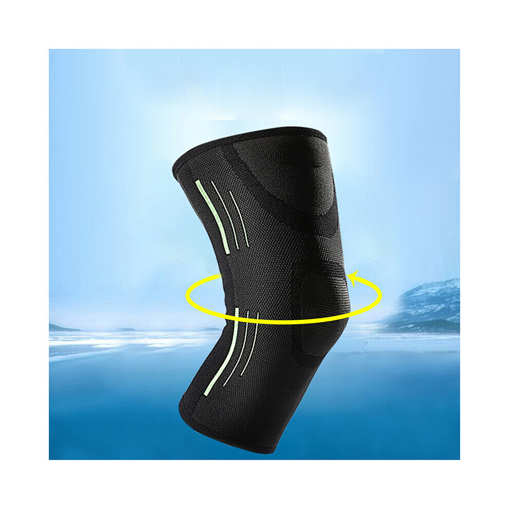 Green/Orange (, Xl) (, M) 2Pcs Elastic Knee Brace Support Compression Sleeve Warp Joint Pain Relief Arthritis
