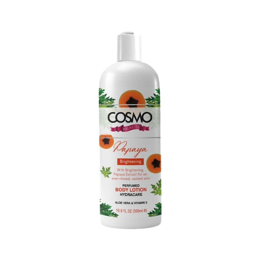 COSMO Beaute Body Lotion with Papaya Hydrating & Revitalizing Formula|Soft, Smooth, and Glowing Skin| 500ml