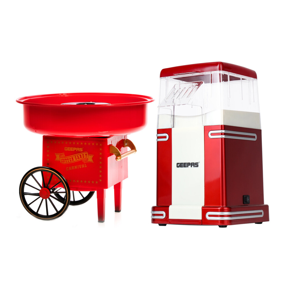 Geepas Electric Popcorn Maker Machine & Cotton Candy Maker Set