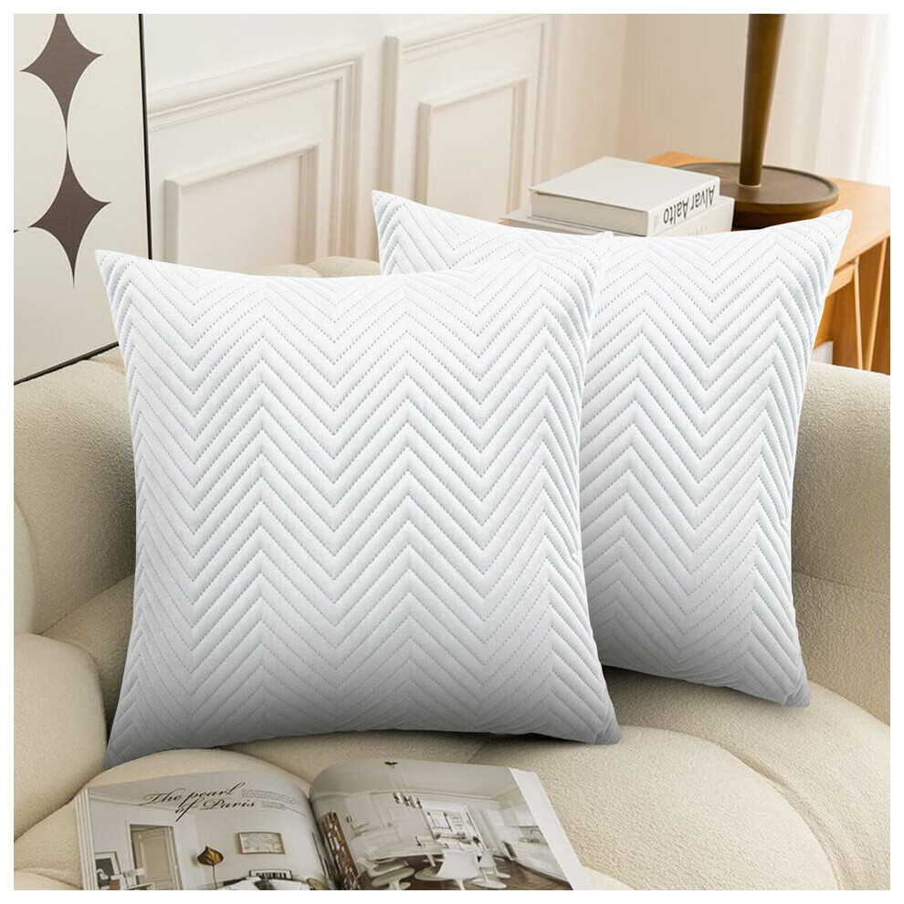 Oxford Homeware (Pack Of 2, ) Luxury Embossed Velvet Cushion Covers Pack Of 1,2 & 4 White