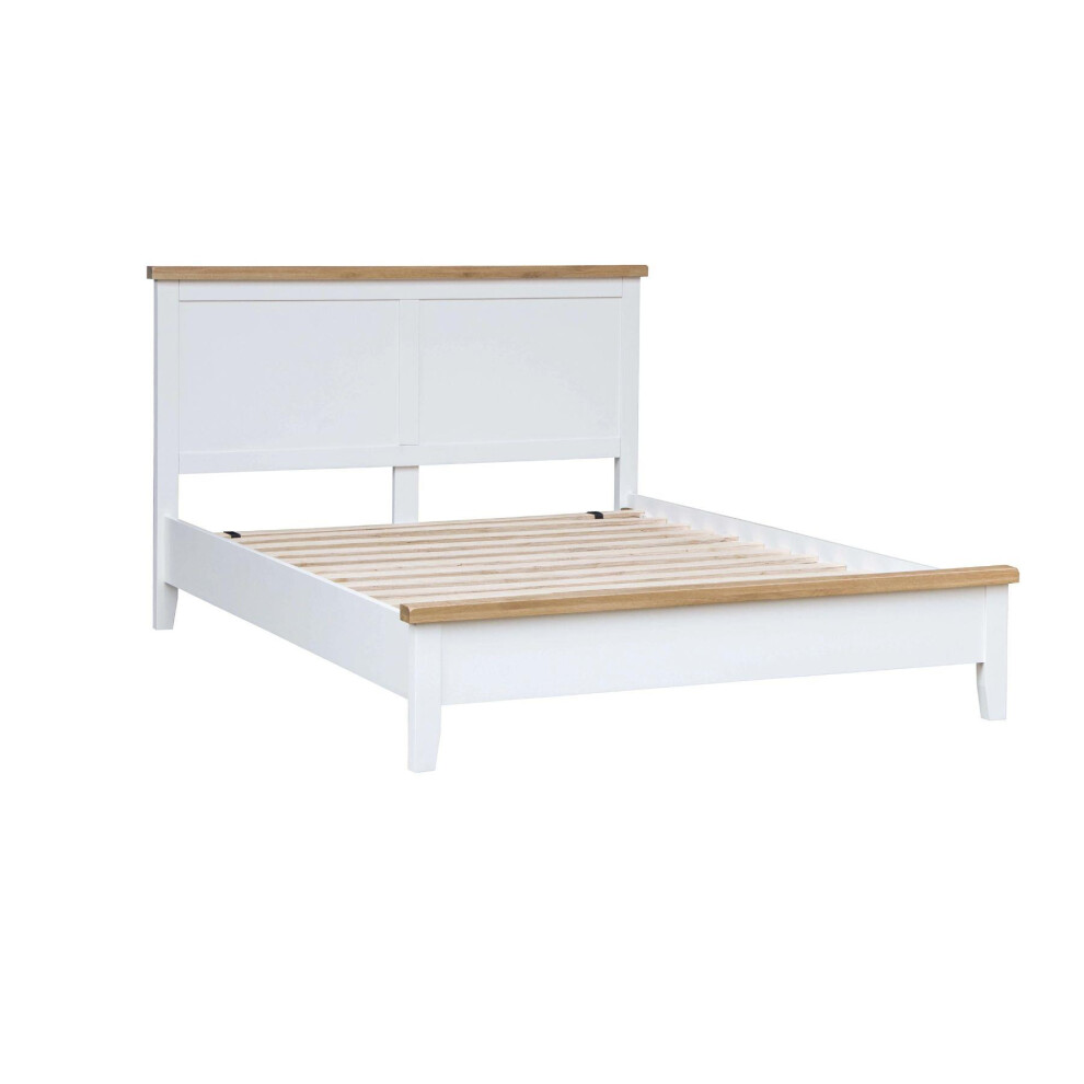 Easton Double Bed Solid Wood Frame And Slats Washed Oak Tops
