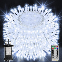 Ollny Christmas Tree Lights, 30m 300 LED Fairy Lights Mains Powered, Outdoor String Light with Remote/Plug/Modes/Timer, Bright Cool White Lighting